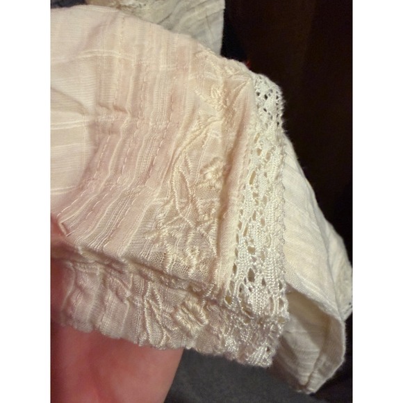 American Eagle Cream Lace Trim Embroidered Tiered Mini Dress Large 36154029 NEW - Picture 7 of 7